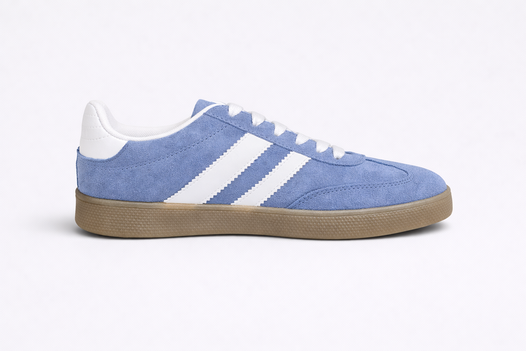 Zapatillas Mujer Azul Cielo Efecto Ante con Suela Caramelo – Estilo Casual Urbano
