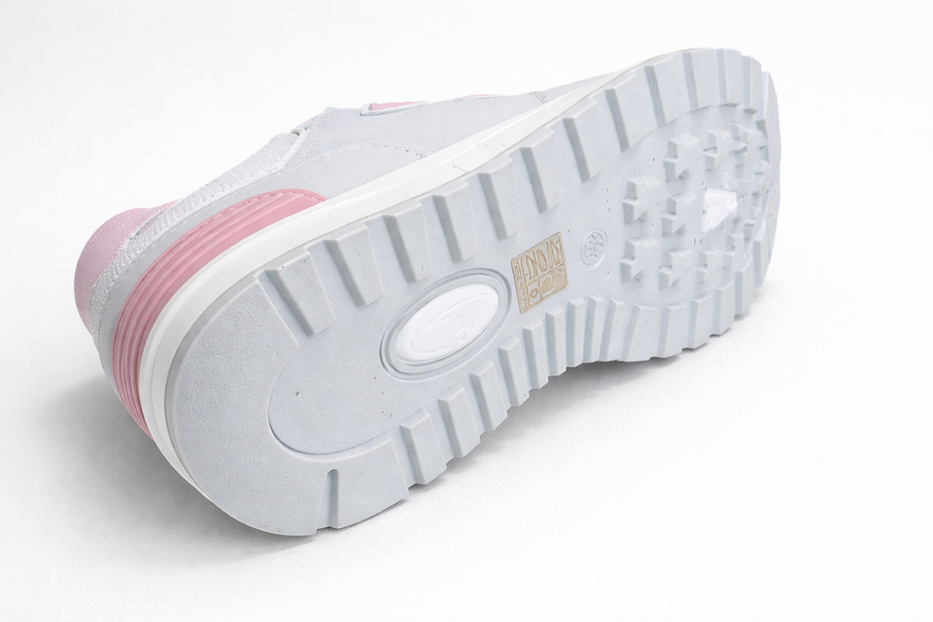 Zapatillas Mujer Gris y Rosa con Detalle N – Deportivas Casual Cómodas