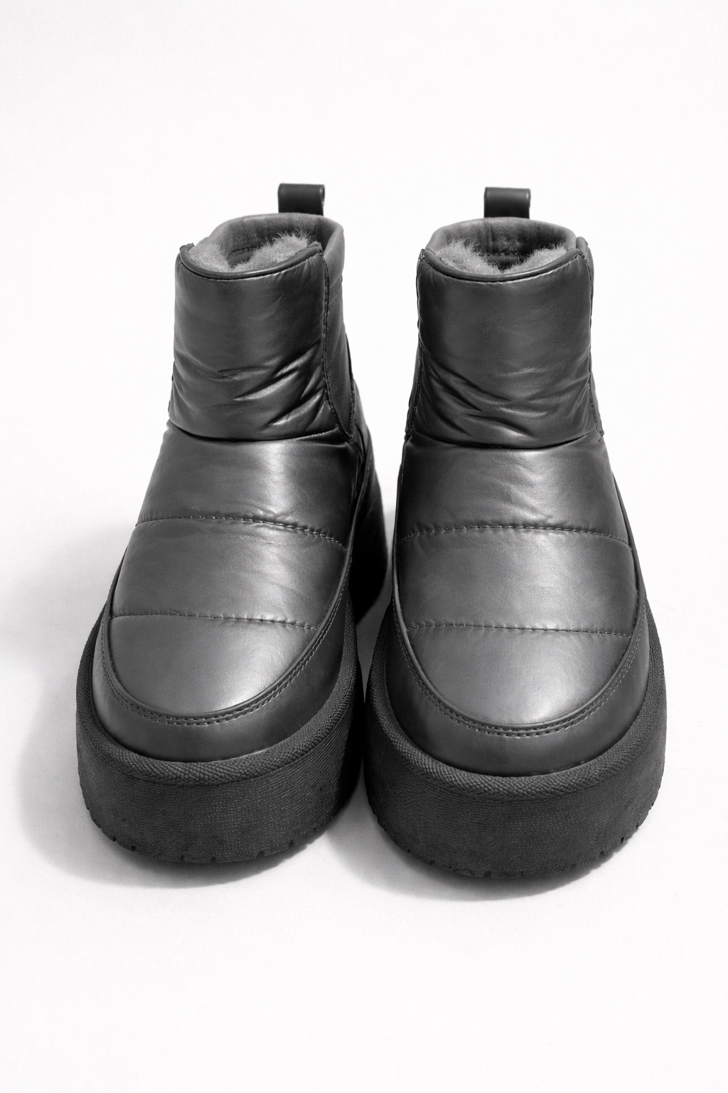 Botines de invierno impermeables negros acolchados con plataforma, suela antideslizante y forro cálido