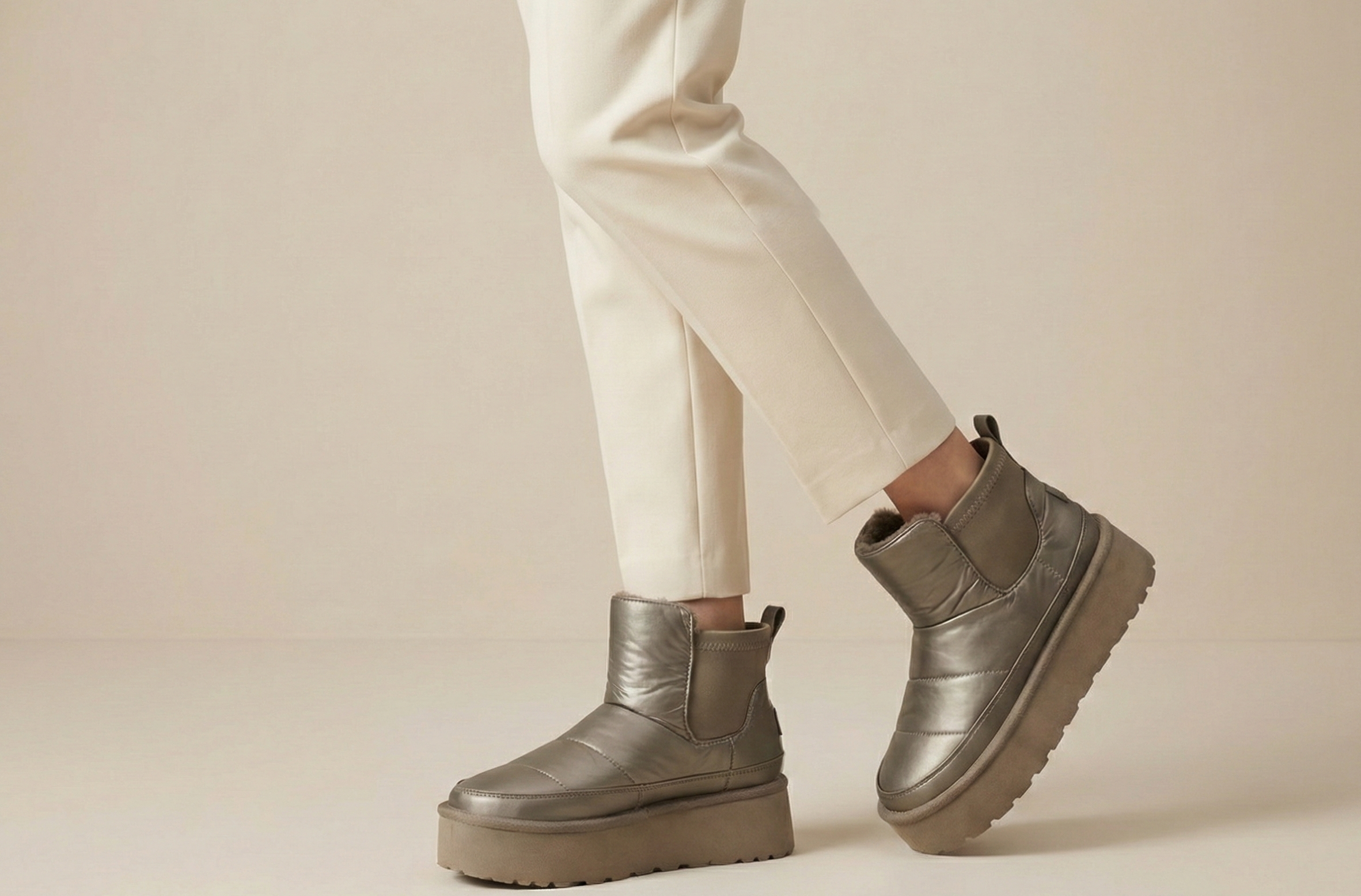 Botas Plataforma Color Bronce – Impermeables y Forradas de Pelo Térmico