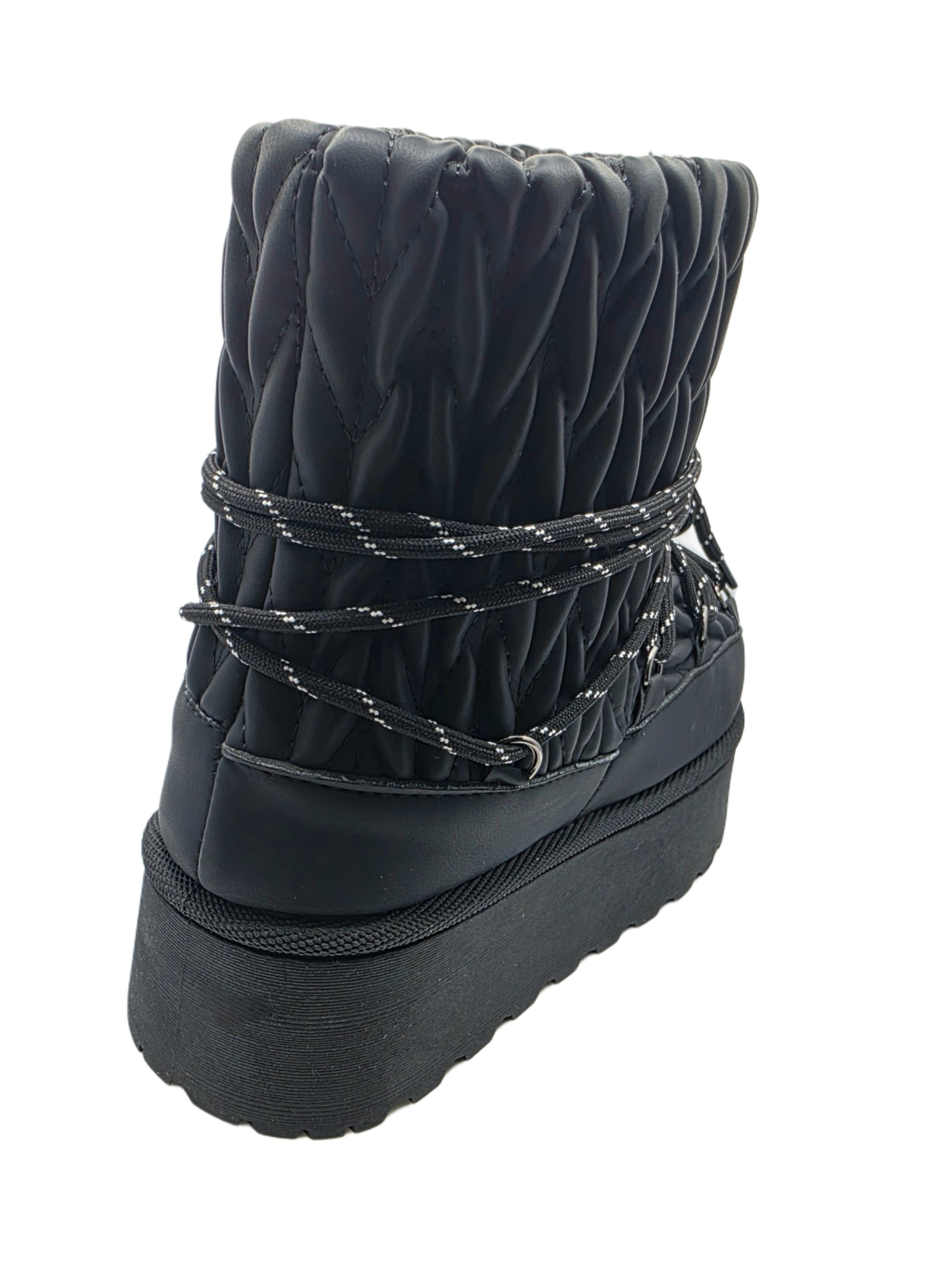 Botas de Nieve Impermeables Negras con Plataforma – Forradas de Pelo y Antideslizantes