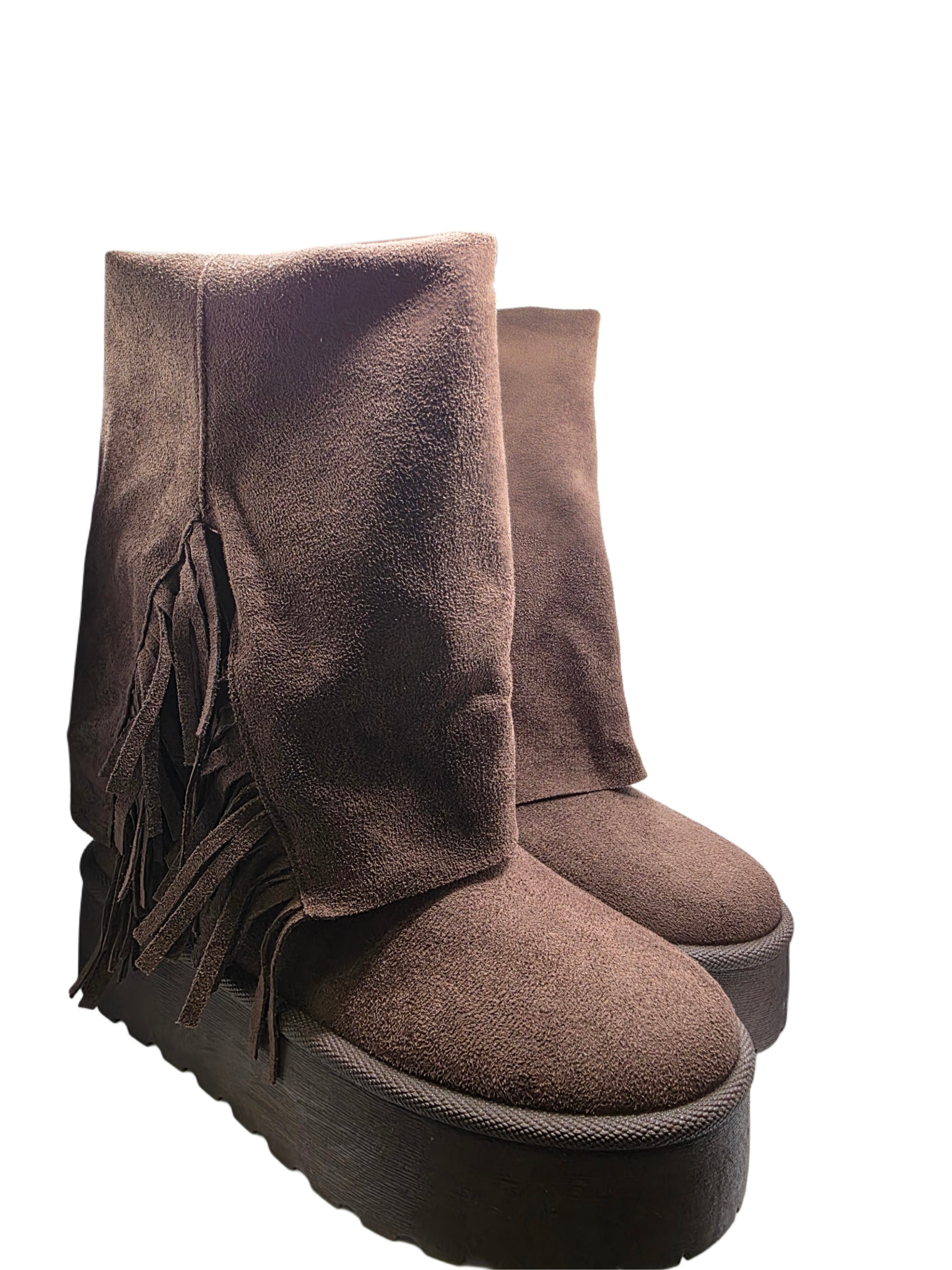 Botas Marrones Suede Fringe para Mujer