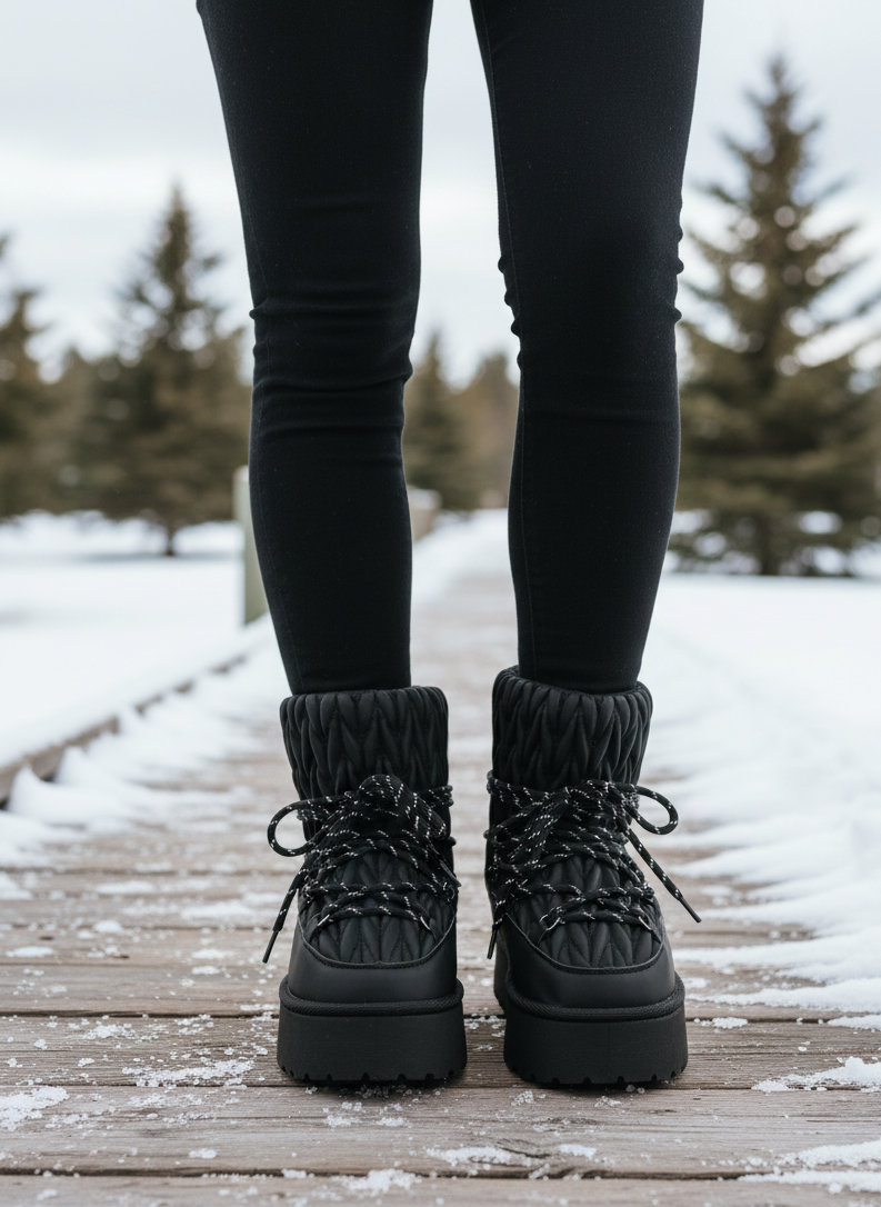 botas negras de invierno, 